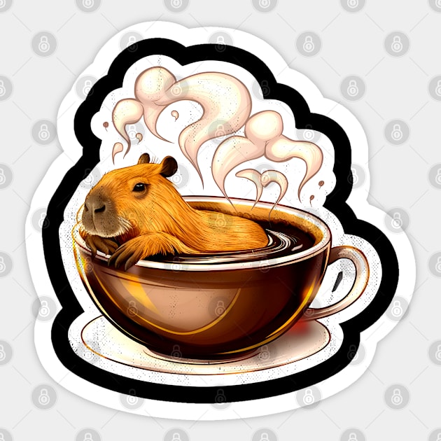 Caffeinated Capybara - Coffee and Naps Combined Design Sticker by JJDezigns